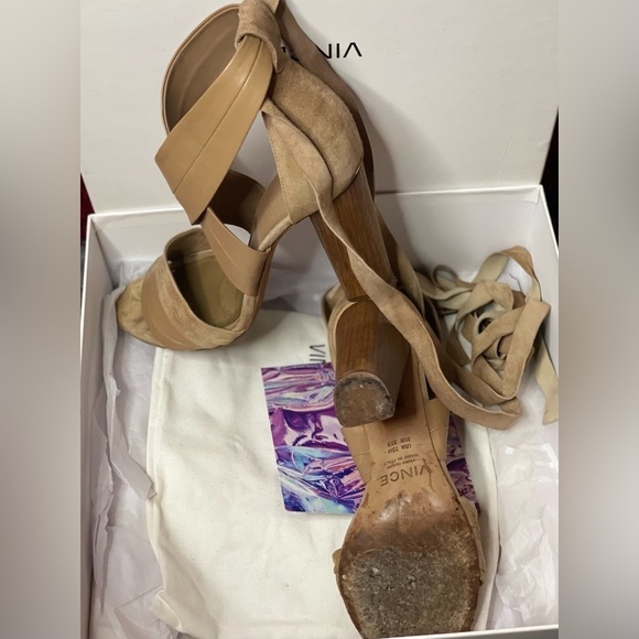 VINCE Beatrice Suede Wrap Heel, Size EUR37.5/  7.5US - Picture 4 of 6